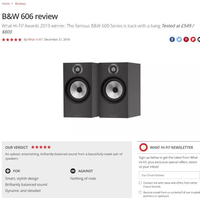 Bowers Wilkins 606 WHAT HiFi Award Winner