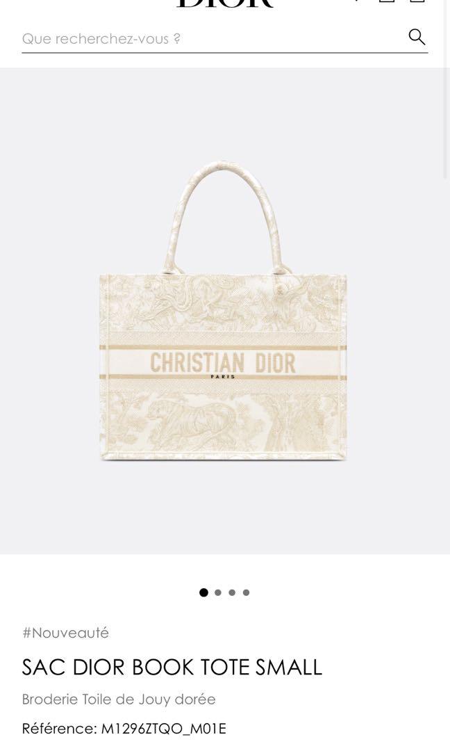 BRAND NEW SMALL DIOR BOOK TOTE Gold Tone Toile de Jouy Embroidery