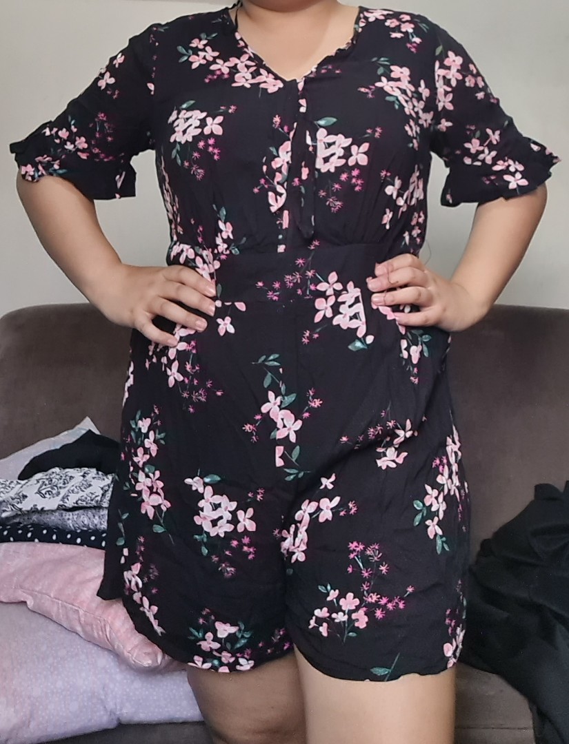 Candies Floral Cotton Romper, Women's 