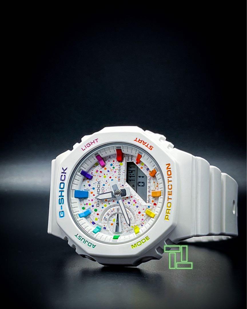 Casio G-Shock GA2100 GMAS2100 GA-2100 GMA-S2100 Mini CasiOak White Custom  Rainbow Galaxy, Luxury, Watches on Carousell
