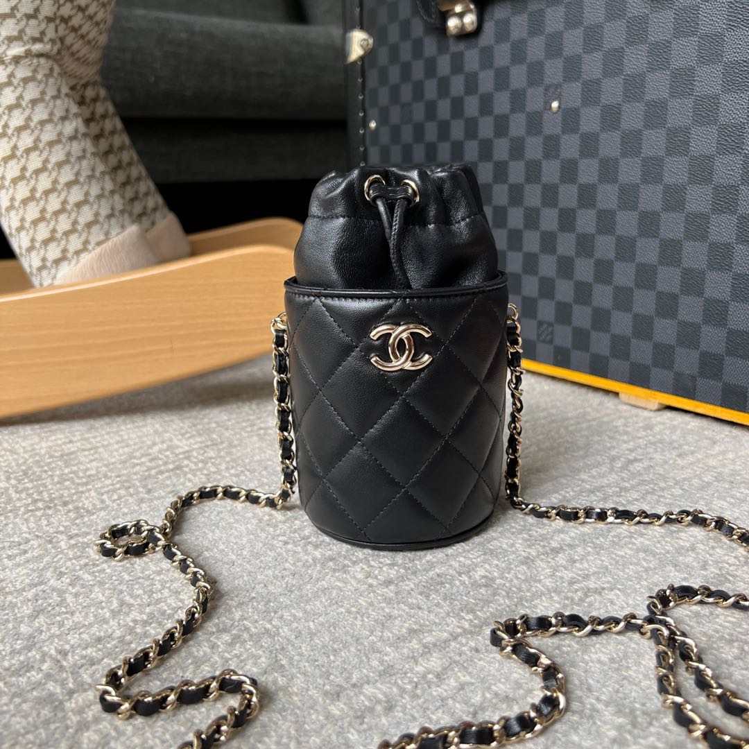 Chanel About Pearls Mini Drawstring Quilted Leather Bucket Bag NWT  eBay