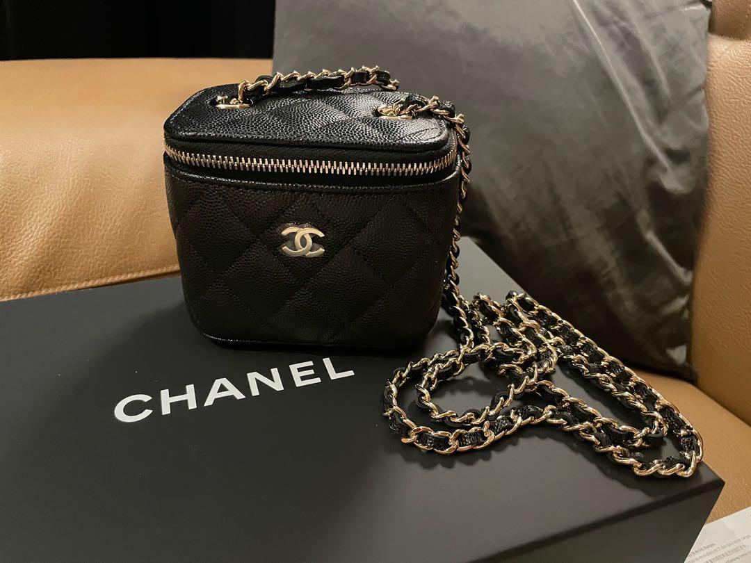 chanel small vanity with chain black caviar