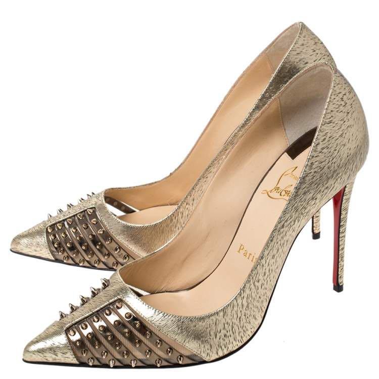 gold christian louboutin heels