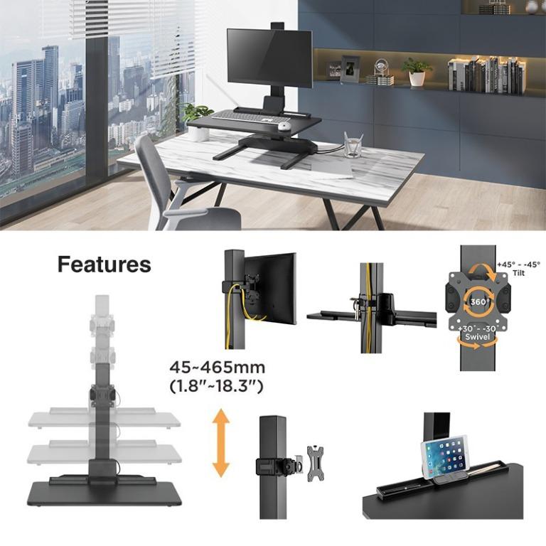 Dual Monitor OfficeHUB/DVS iErgo Electric Standing Desk Converter