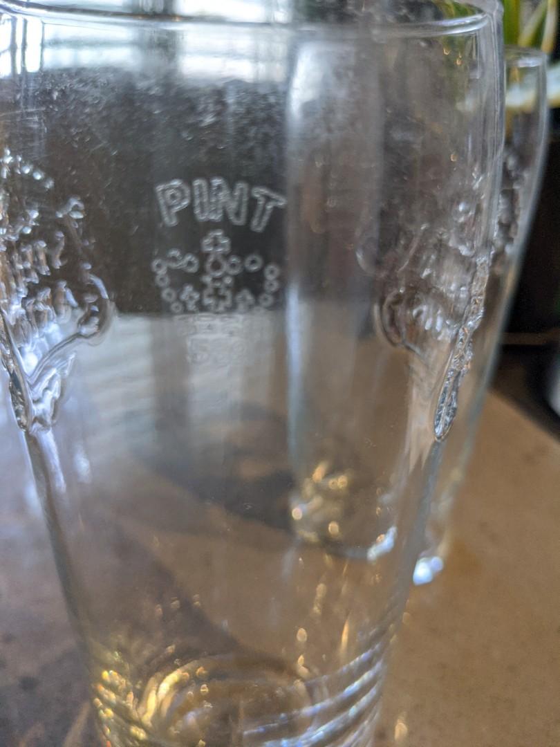 Embossed Stella Artois pint glasses duo set, Furniture & Home Living