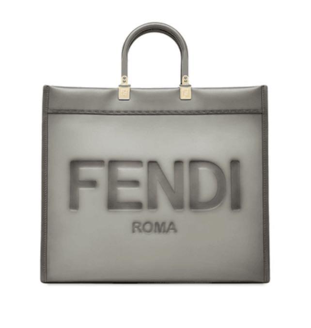 Fendi large sunshine tote bag grey leather Women s Fashion