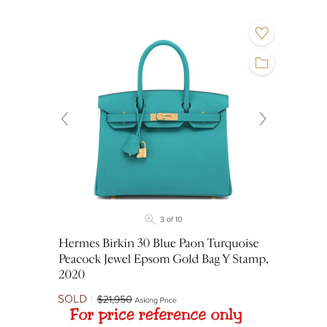 Hermes Blue Paon Birkin 30cm Peacock Turquoise Blue Epsom Gold