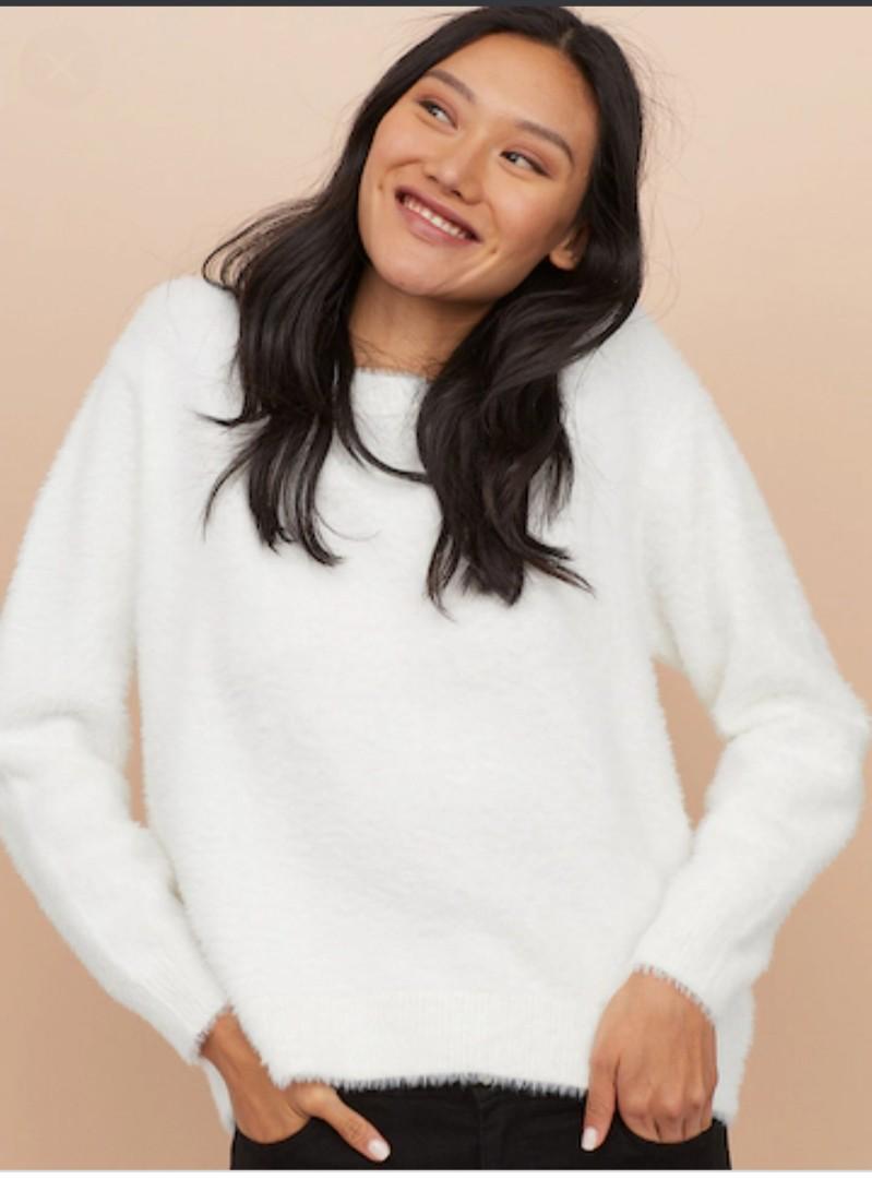 H m fluffy sweater Women s Fashion Tops Blouses on Carousell