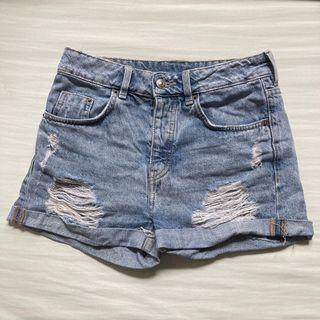H&M High-waisted Ripped Denim Shorts