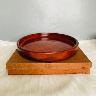 Japan Marked Brown Wooden Round Tray