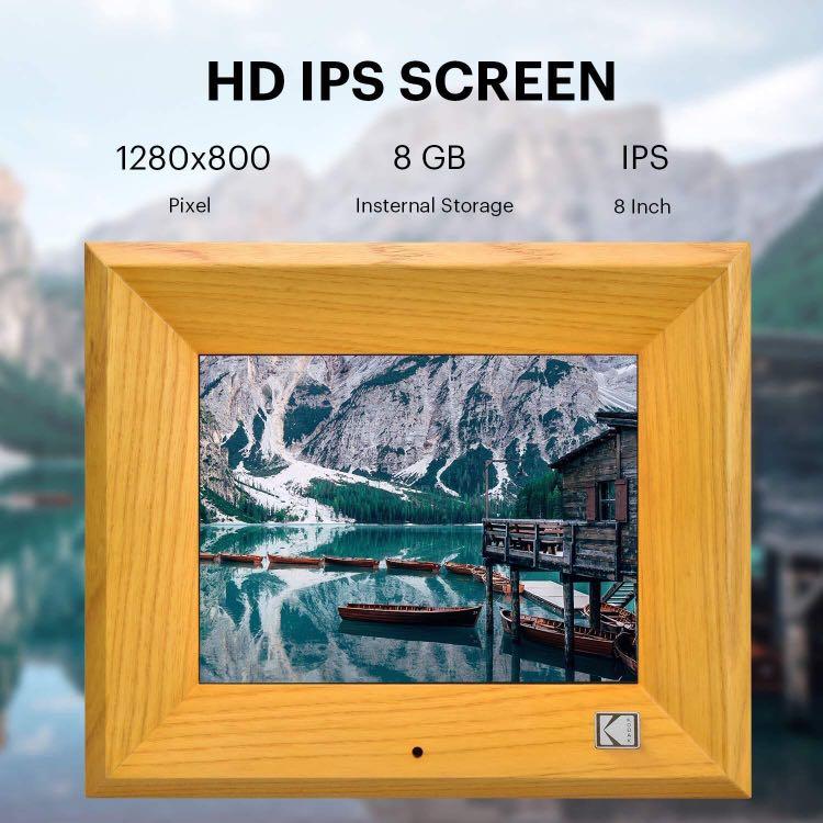KODAK RDPF802V Wood Digital Picture Frame 8 inch 8GB Memory with