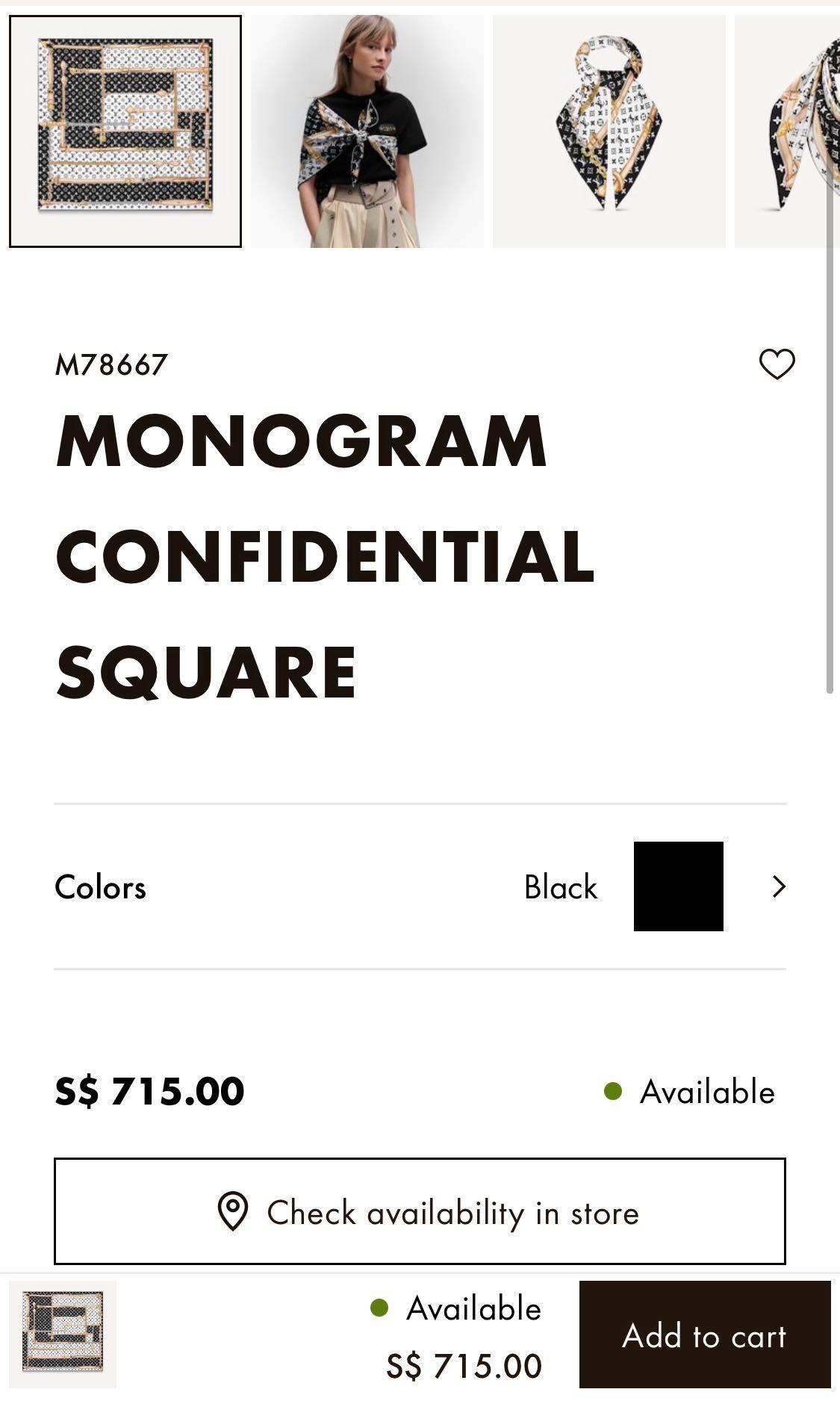 🎁[Full Set]🖤🤍LV Monogram Confidential Square, Luxury, Accessories on  Carousell