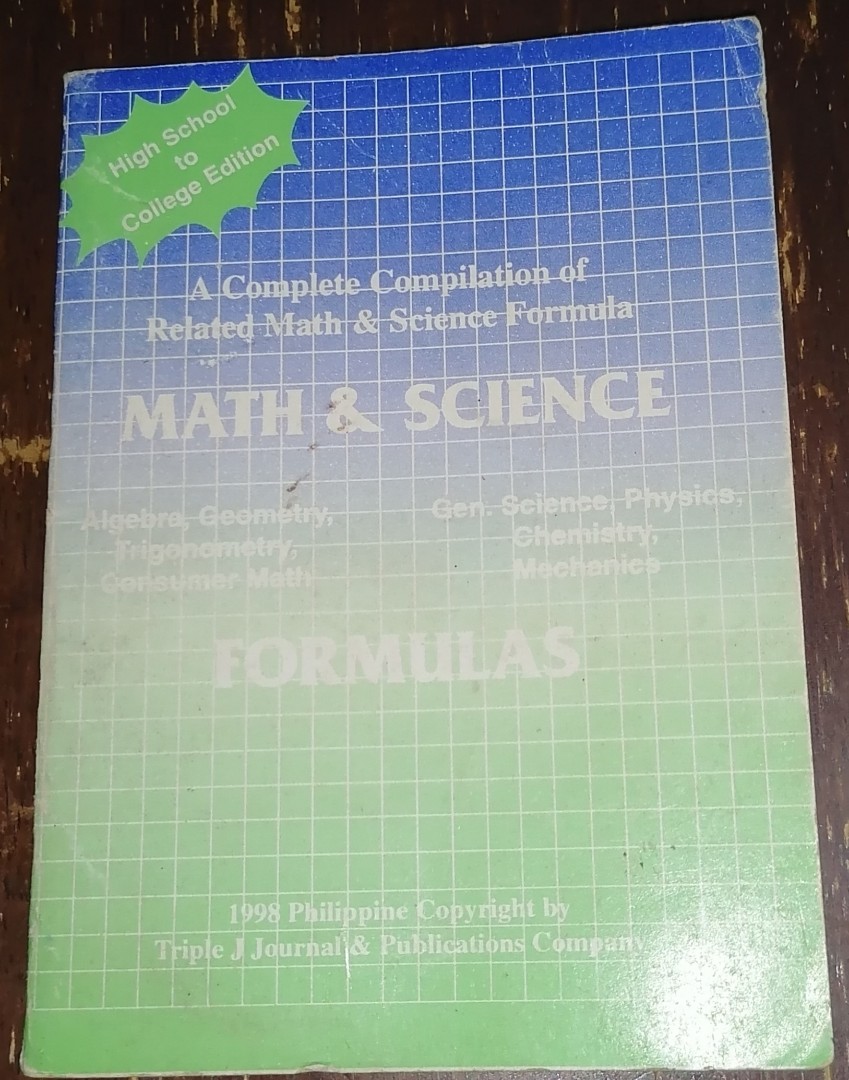 MATH & SCIENCE FORMULAS High school to College, Hobbies & Toys, Books