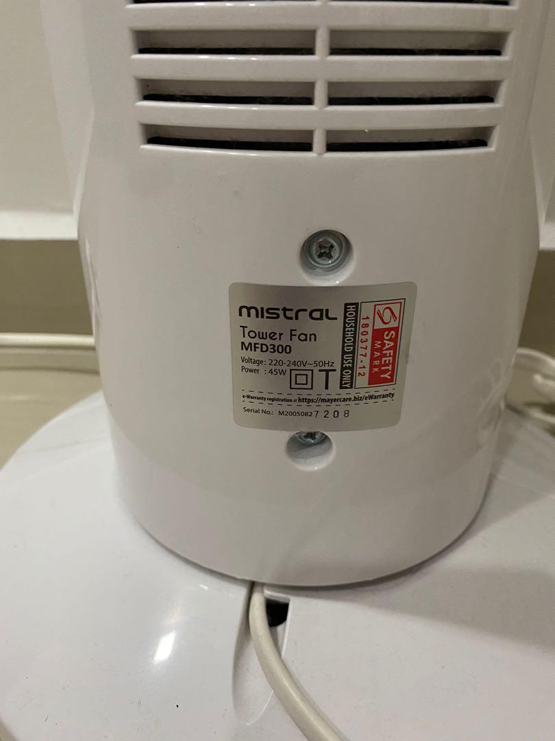 Mistral 30” tower fan MFD300, Furniture & Home Living, Lighting & Fans