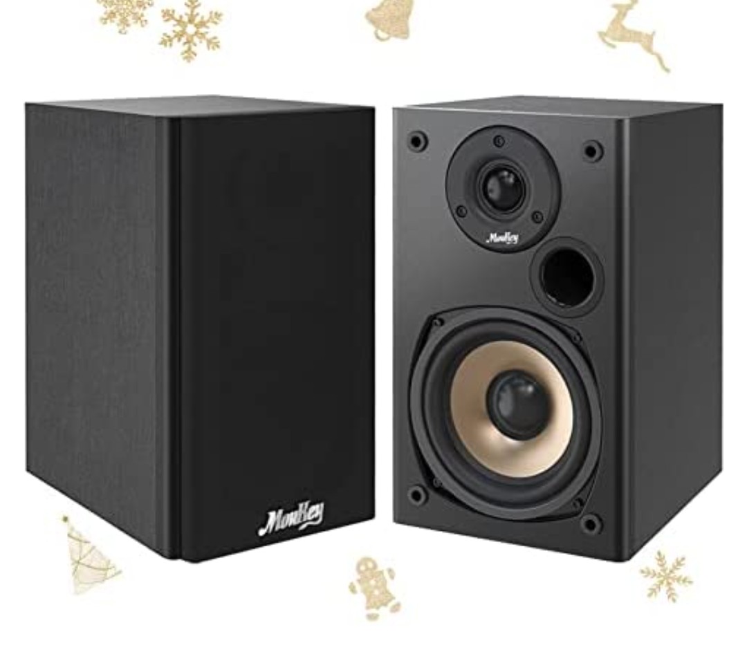 Moukey Passive Bookshelf Speakers for Home Stereo System Pair, 100