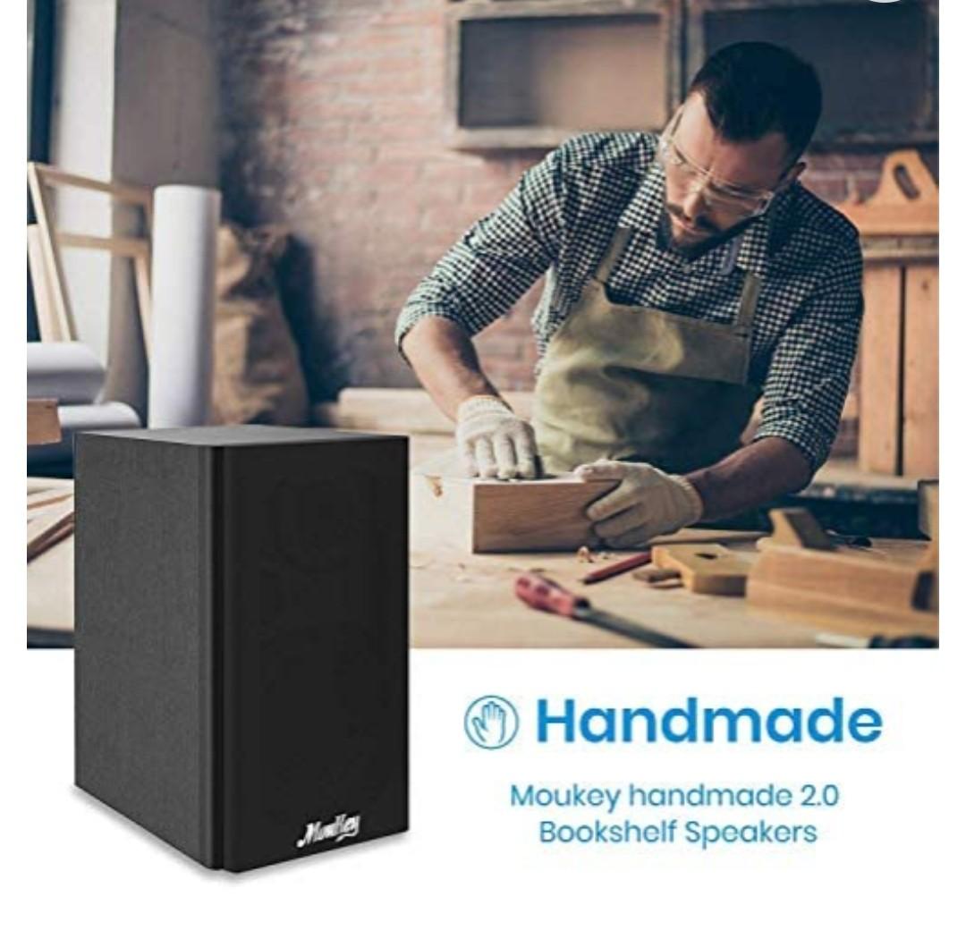 Moukey Passive Bookshelf Speakers for Home Stereo System Pair, 100
