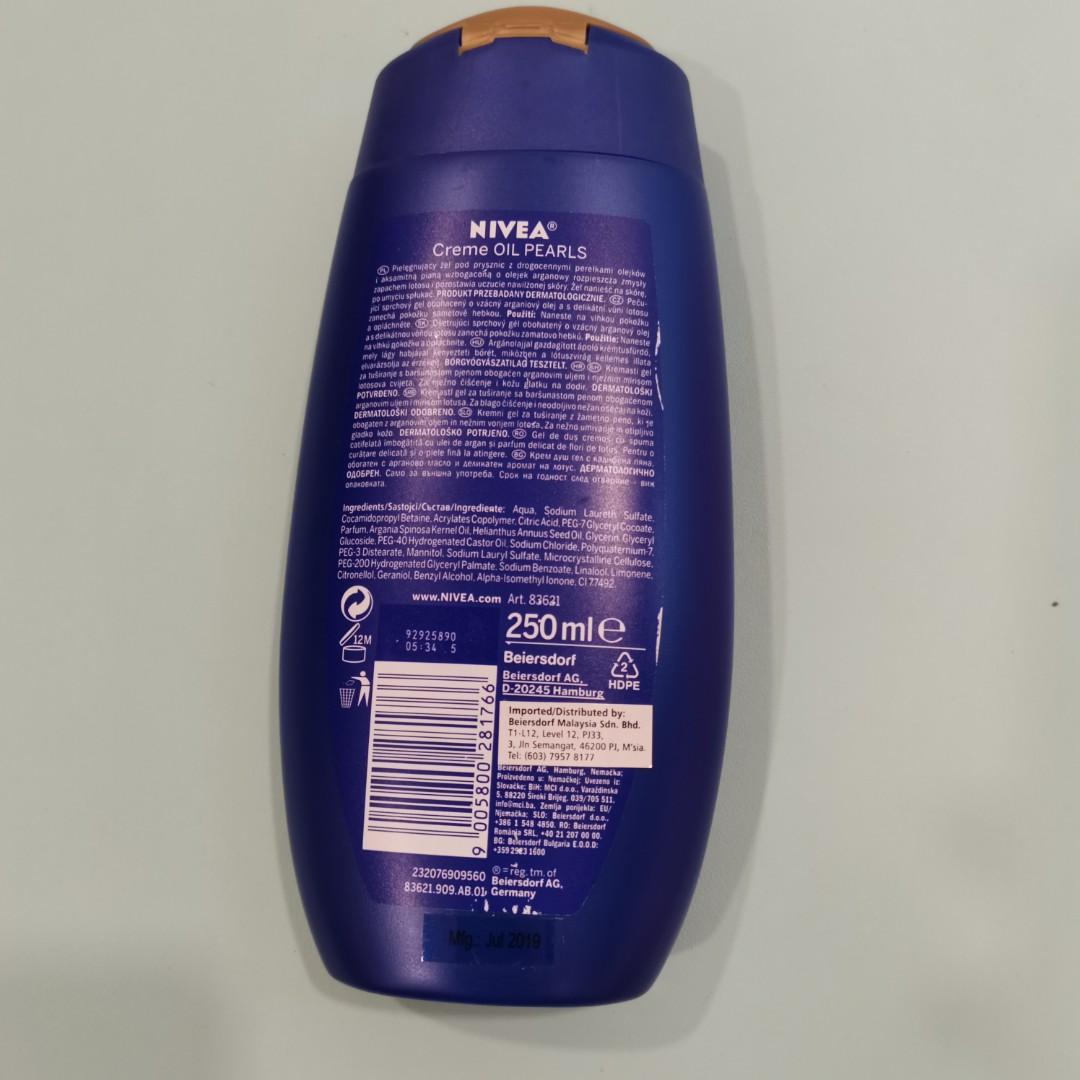 Nivea care shower creme oil pearls 250ml, Beauty & Personal Care, Bath