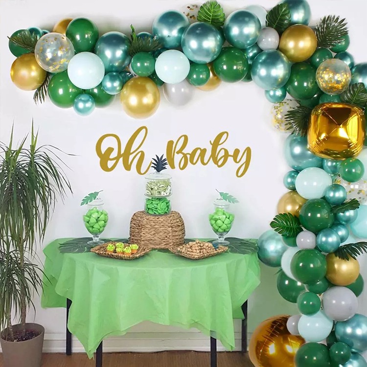 Jungle Safari Theme Party Decoration Include Green Balloons 4D Leopard Foil Balloon Palm Leaf Tablecloth for Jungle Safari Boys and Girls Baby Shower Birthday Party Supplies
