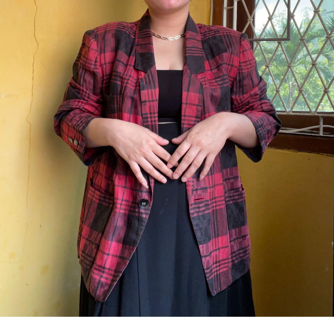 red plaid blazer