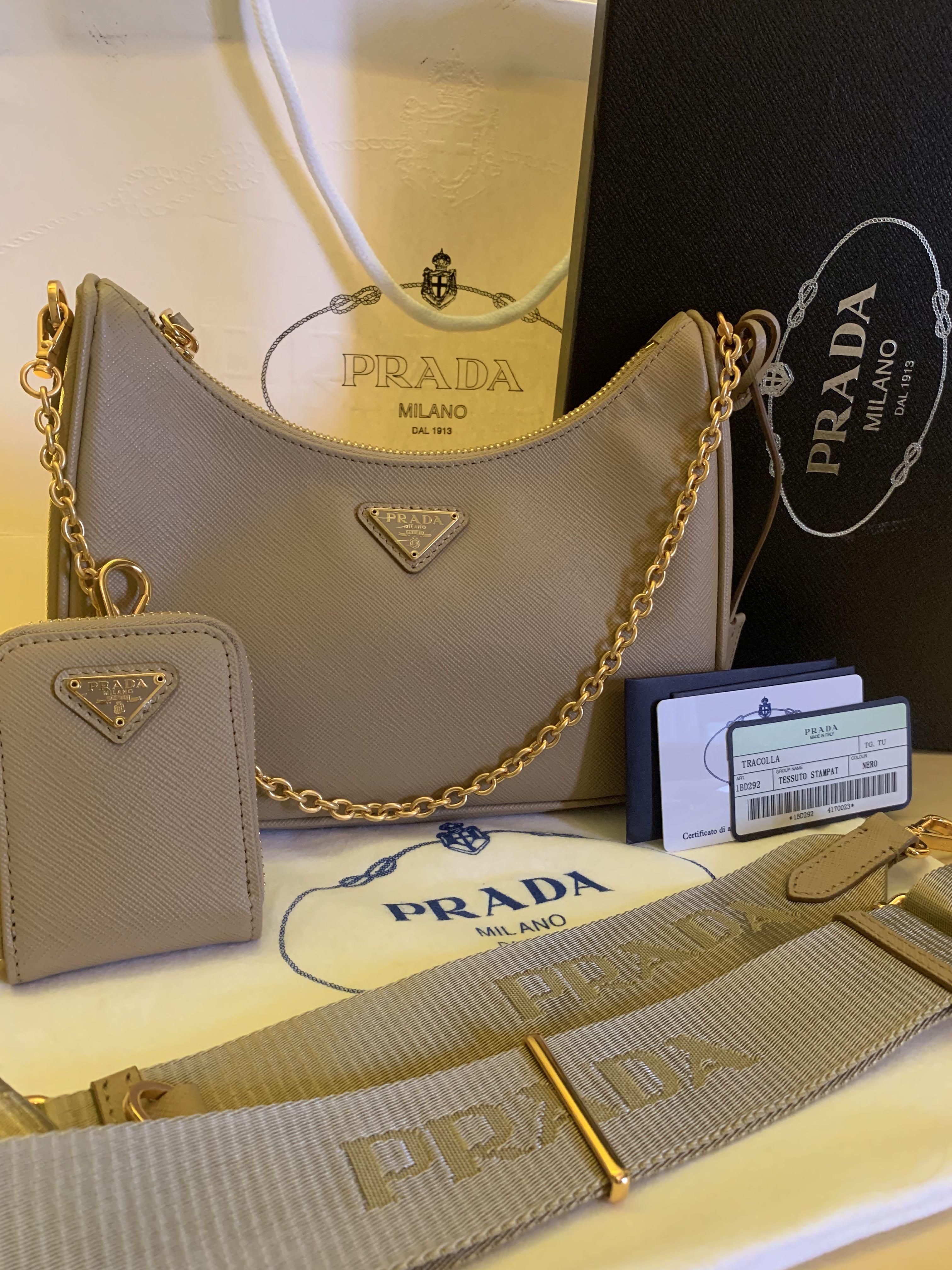 Prada Re-Edition 2005 Saffiano Leather Bag Cameo Beige