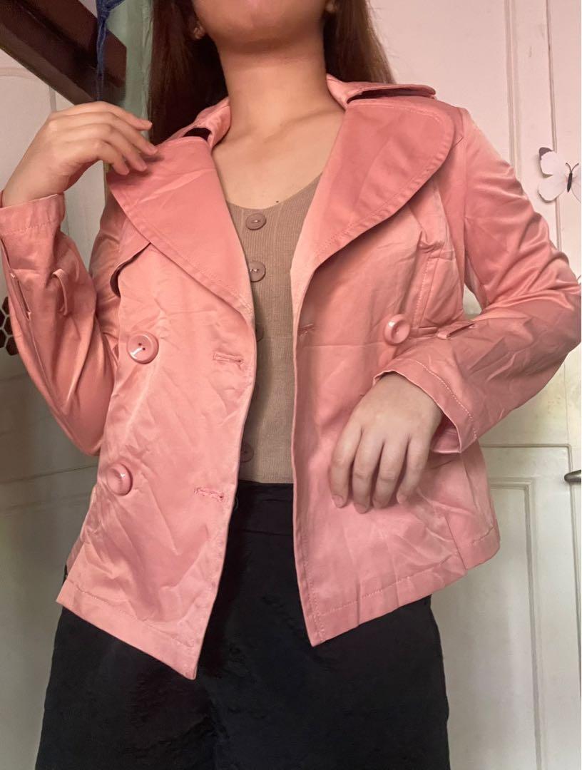 Salmon pink double breasted coat/blazer 