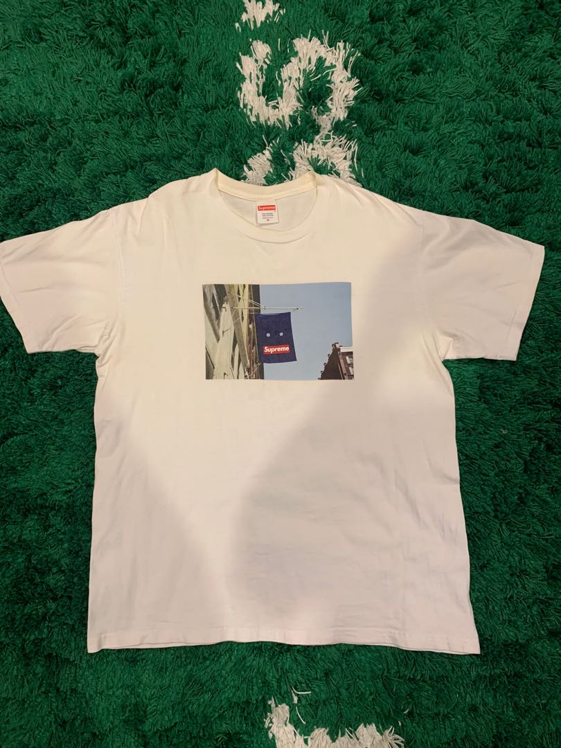 supreme banner tee white