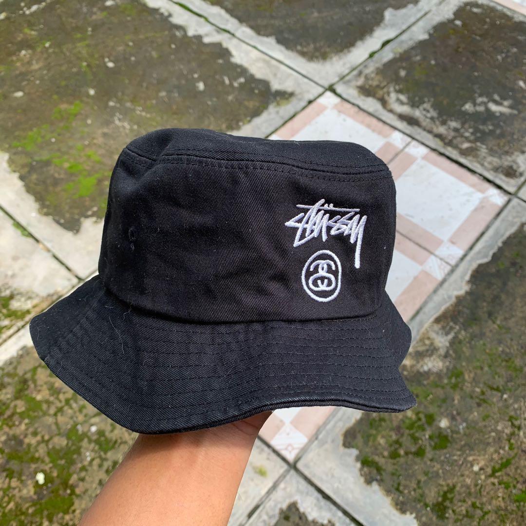 Topi Bucket Hat Stussy Logo, Fesyen 