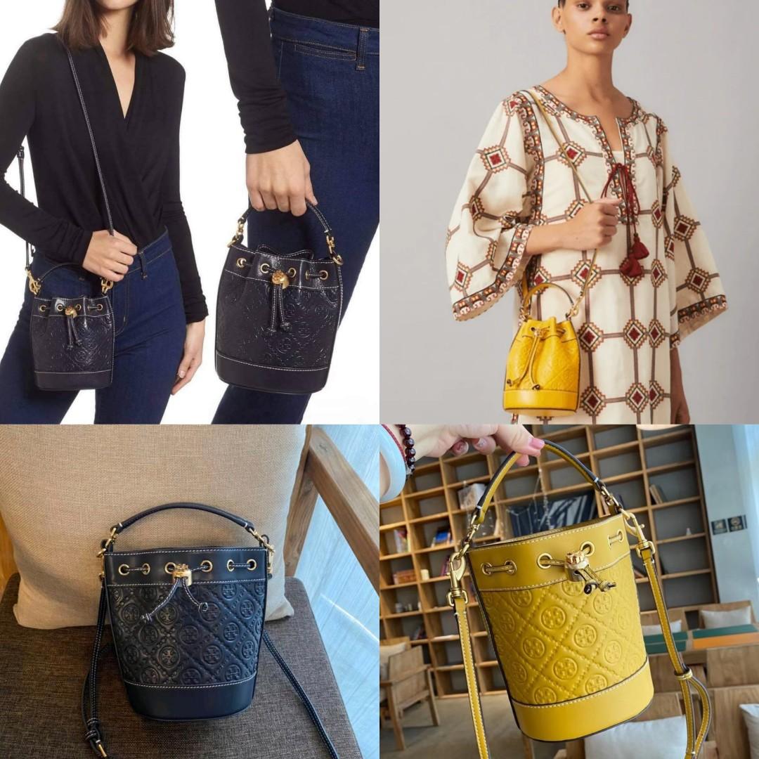 Tory Burch T Monogram Leather Mini Bucket Bag, Women's Fashion, Bags &  Wallets, Cross-body Bags on Carousell