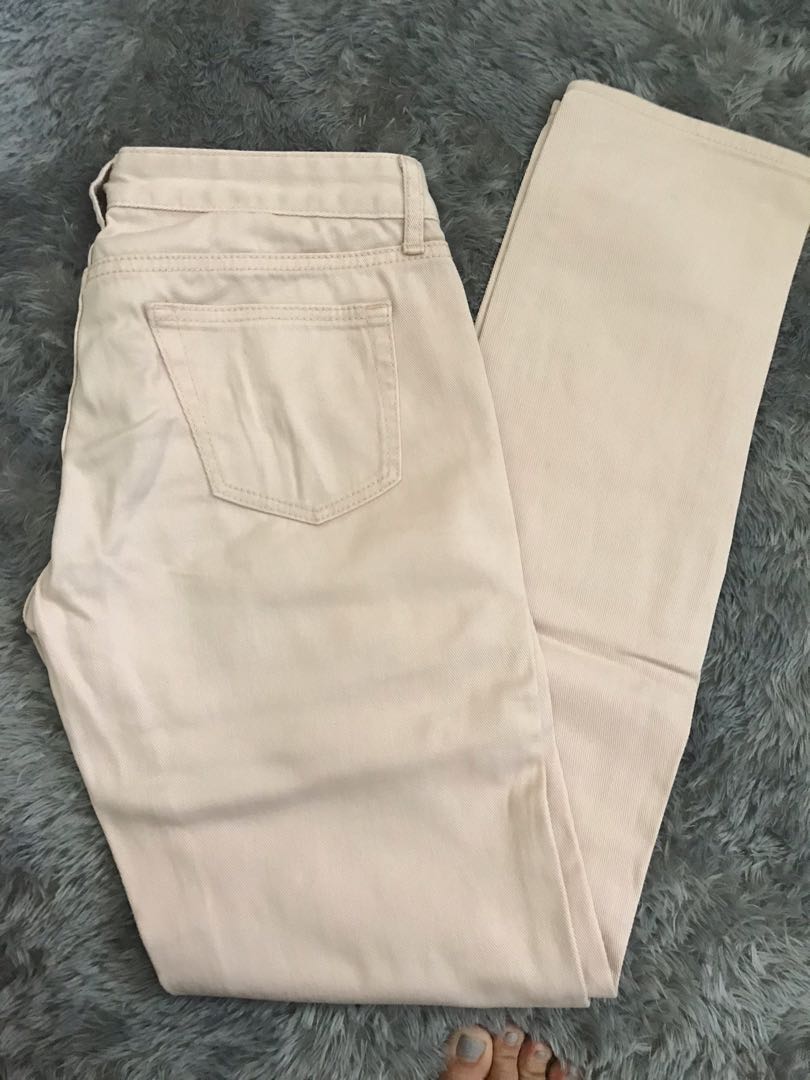 Uniqlo Original crème Jeans, Fesyen Wanita, Pakaian Wanita, Bawahan di