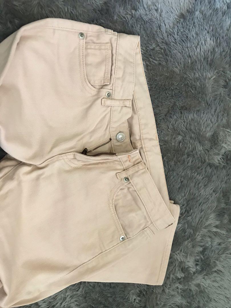 Uniqlo Original crème Jeans, Fesyen Wanita, Pakaian Wanita, Bawahan di