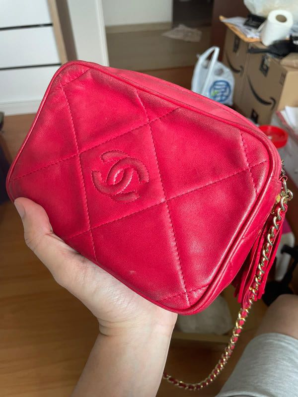 Vintage Chanel Camera Bag in red with tassle, Luxury, Bags