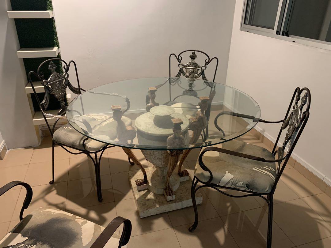 Vintage wrought iron hotsell dining table and chairs