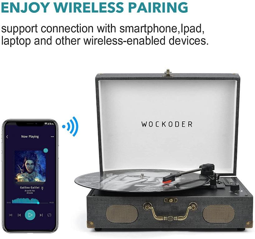 Wockoder Suitcase Turntable Record Player Turntable for Vinyl Record ...