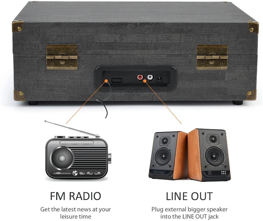 Wockoder Suitcase Turntable Record Player Turntable for Vinyl Record ...