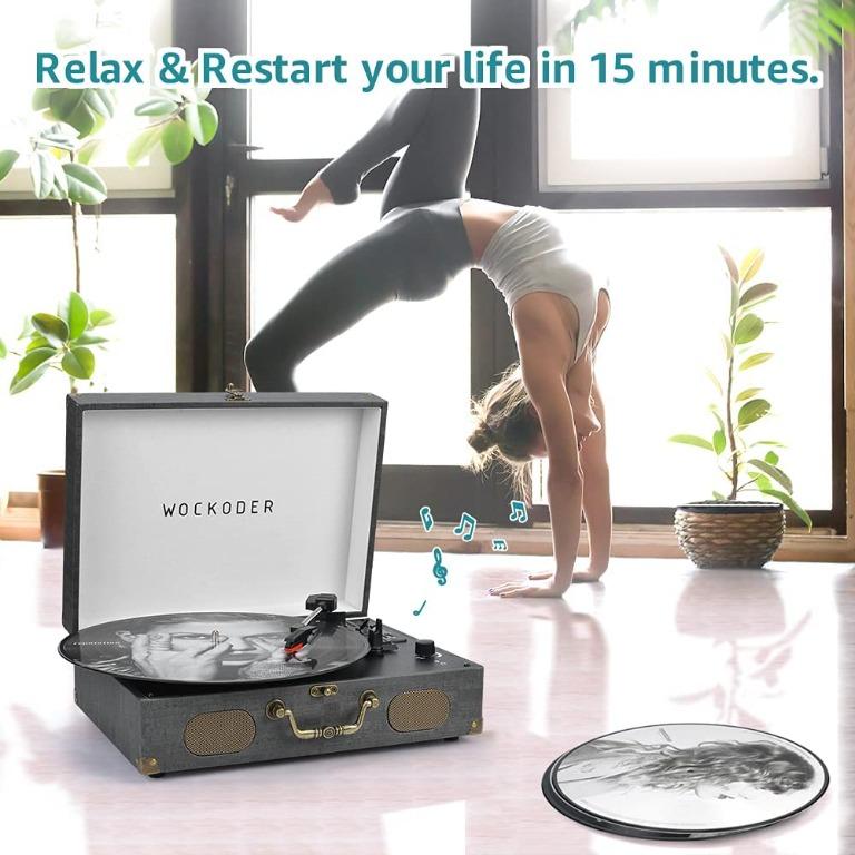 Wockoder Suitcase Turntable Record Player Turntable for Vinyl Record ...