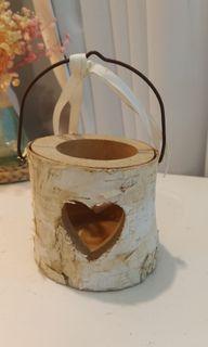 Wooden heart Candle holder