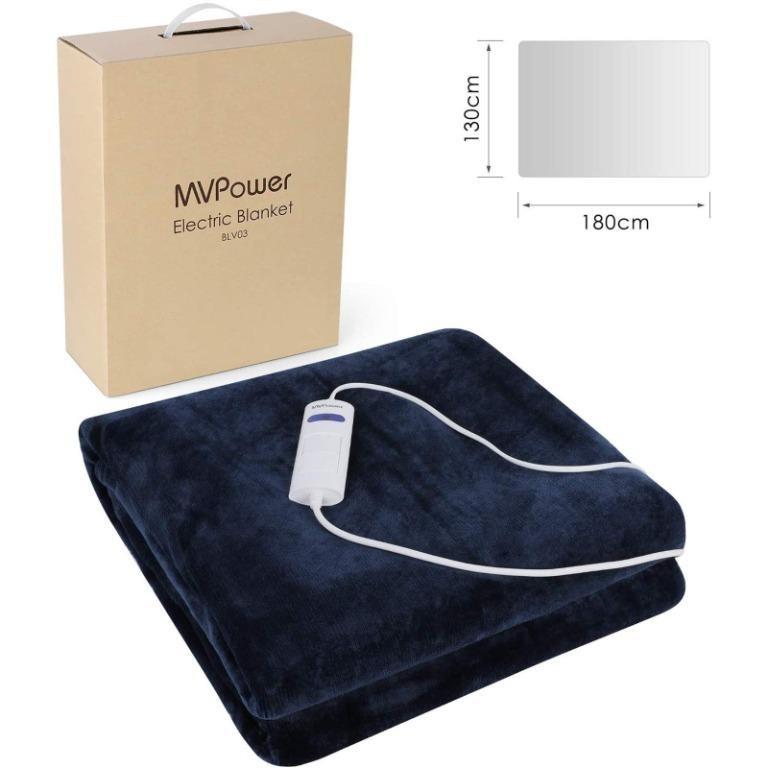 X5176 MVPower Heated Throw Electric Blanket Heating Blanket 180X130cm Heat Blanket with 6 Power Levels Auto Power Off Overheat Protection Timer