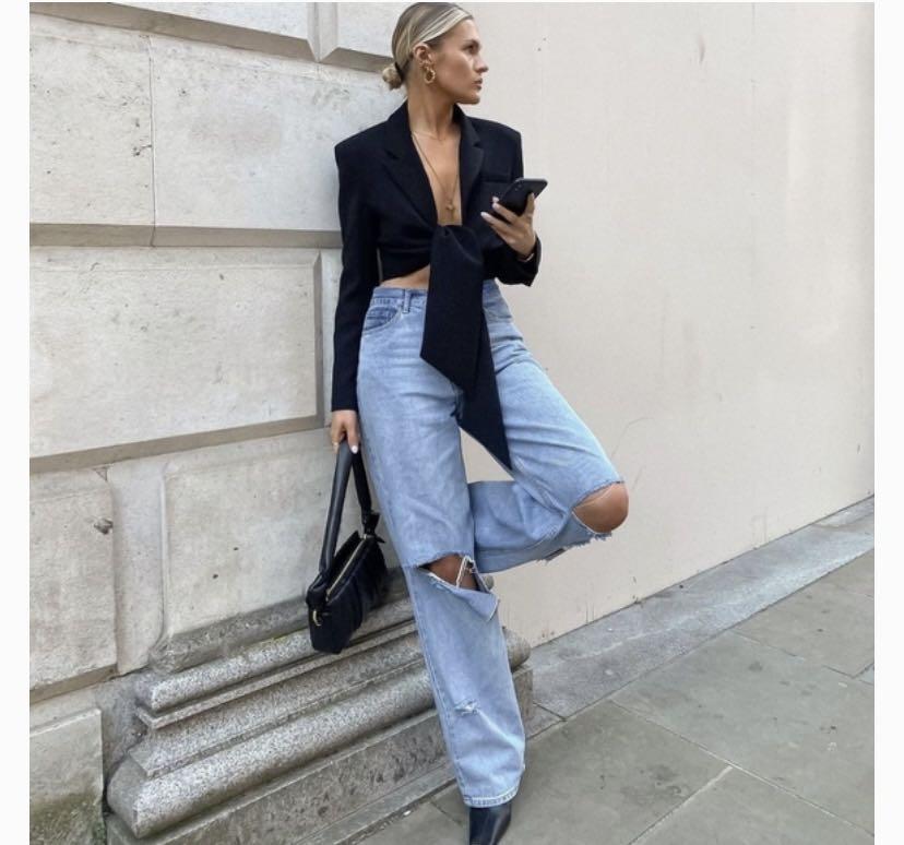 Zara black cropped blazer Clearance