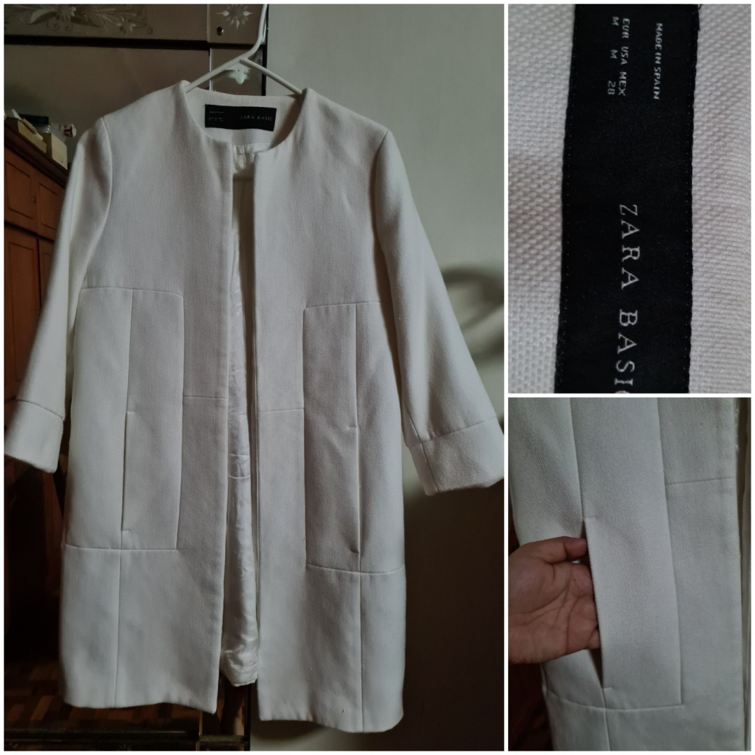 ZARA white coat, Women's Fashion, Coats, Jackets and Outerwear on Carousell
