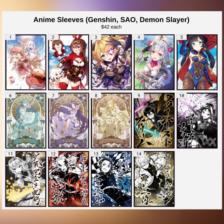 Anime Card Sleeves (SAO, Genshin, Demon Slayer), Hobbies & Toys, Toys
