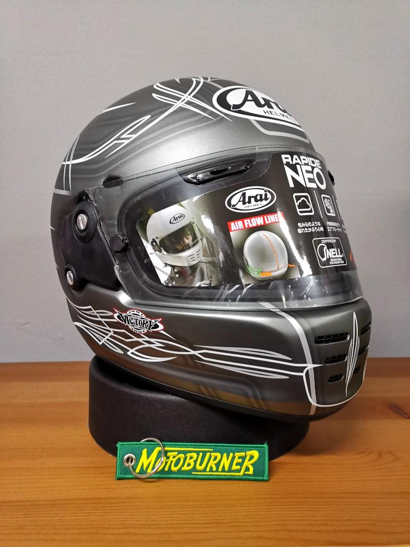 Arai helmets Rapide Neo Vista matte grey (Category: Motorcycle Apparel) located in Singapore. Submitted by stellar_motoburner (Listing ID 1066759207, Image 3). Description: Limited edition. Design by Victory Studio. Free upgrade to light smoke visor..