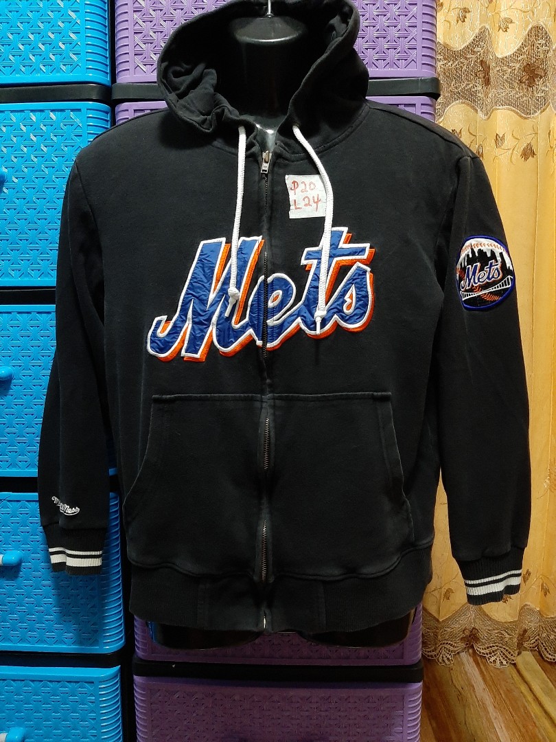 Authentic Mitchell Ness MLB baseball Mets black Hoodie Jacket