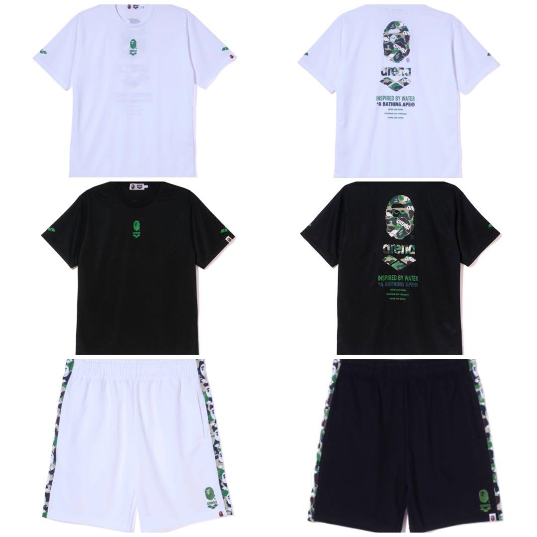 Bape x arena logo tee jersey shorts, Men's Fashion, Tops & Sets