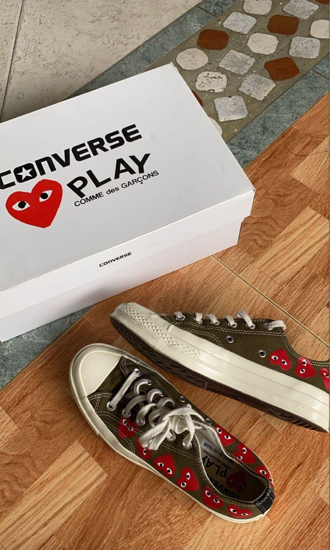 olive green cdg converse