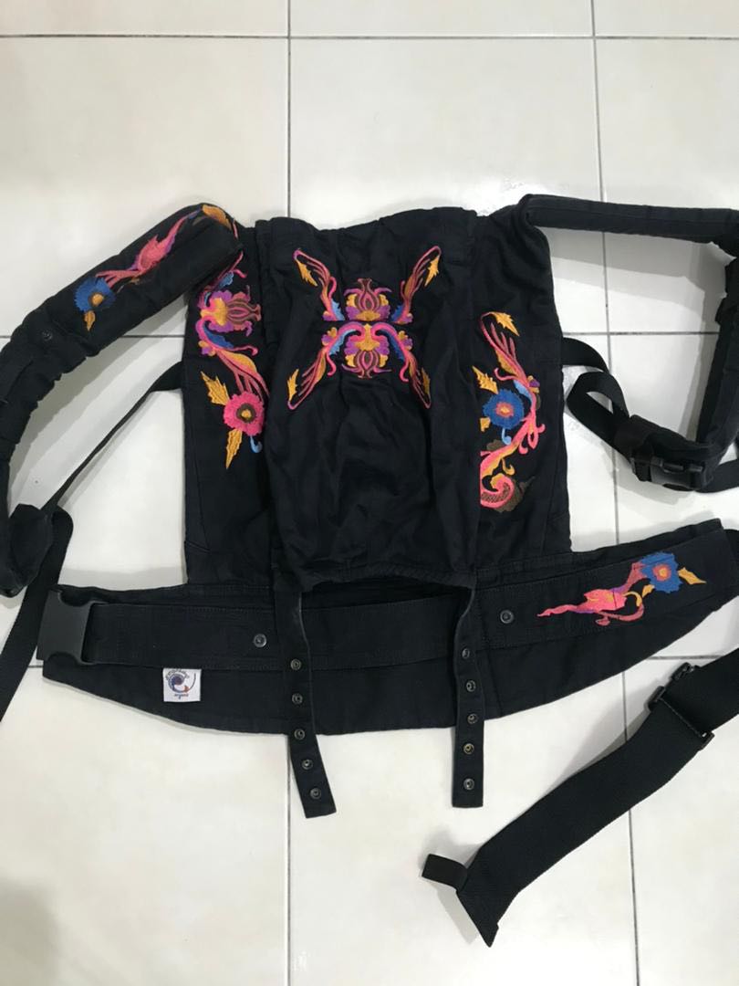 ERGObaby Organic Baby Carrier Black Embroidery Babies Kids Going Out Carriers Slings on Carousell