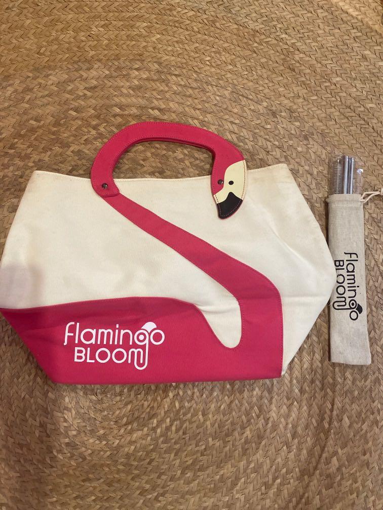 Flamingo Bloom tote beach bag with stainless straw set (Category: Beach Bags) located in Quezon City. Submitted by qsersera_sales (Listing ID 1066707443, Image 1). Description: .
