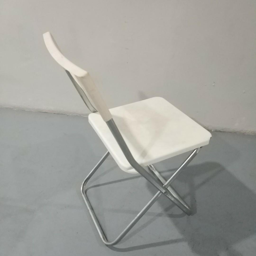 Foldable white plastic chair Ikea Gunde, Babies & Kids, Baby Nursery