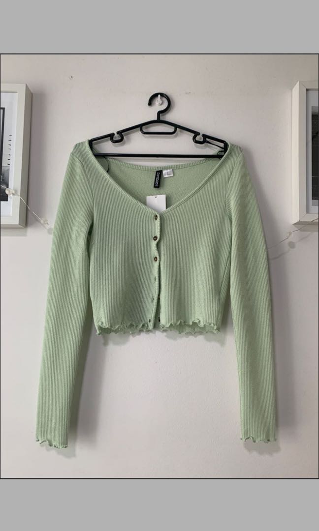 green ribbed cardigan