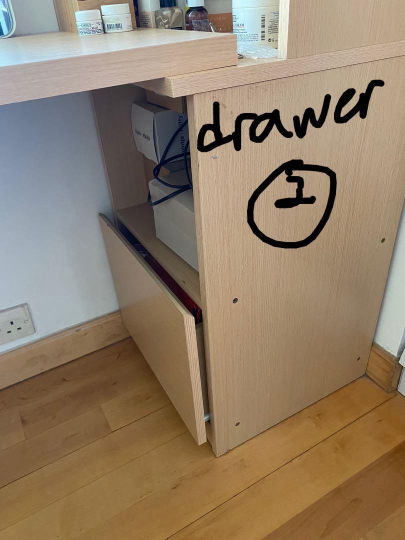 IKEA assembled desk & drawers & bookshelf, 傢俬＆家居, 傢俬, 書櫃、櫃子及架 Carousell