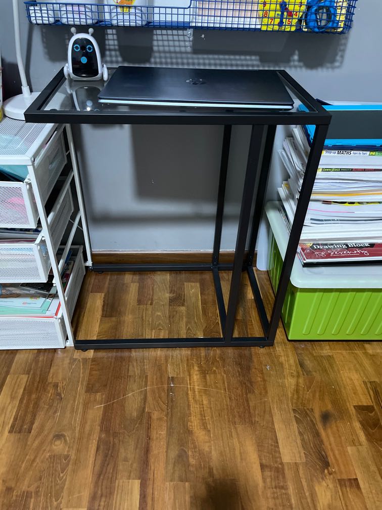 Ikea VITTSJO Laptop Stand Black Brown/Glass, Furniture & Home Living